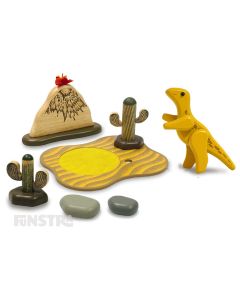 I'm Toy DinoZone Wooden Dino Sahara Set Velociraptor